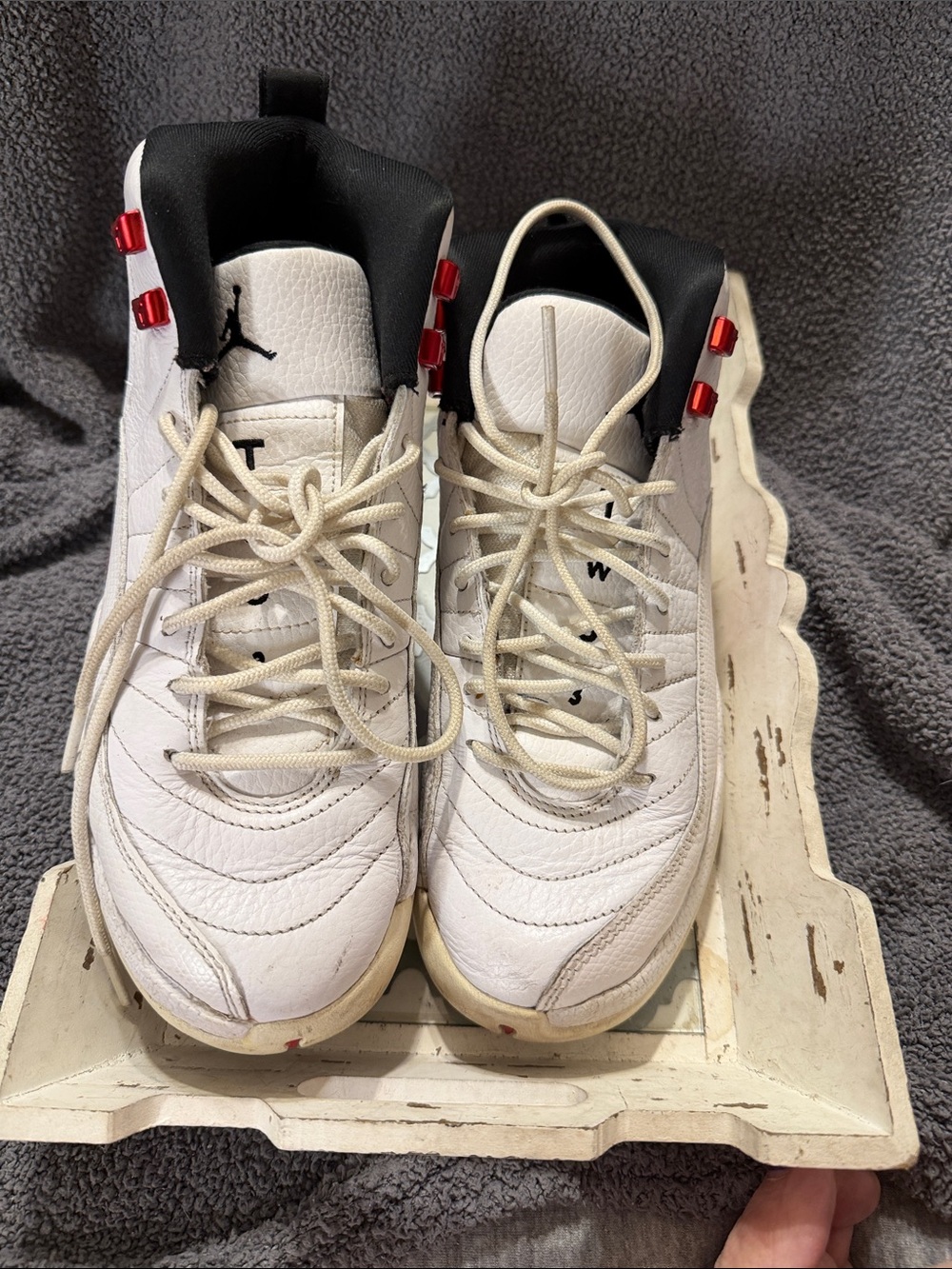 Jordan Men’s White, Black and Red Retro Sneakers Nike size 7y